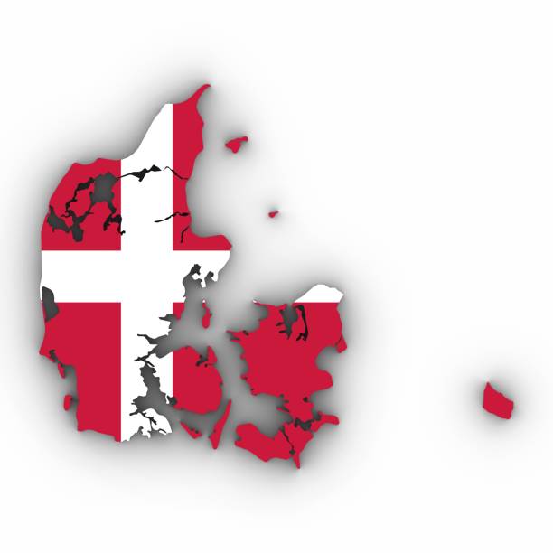 istock Denmark Map Outline with Danish Flag on White with Shadows 3D Illustration 803691006