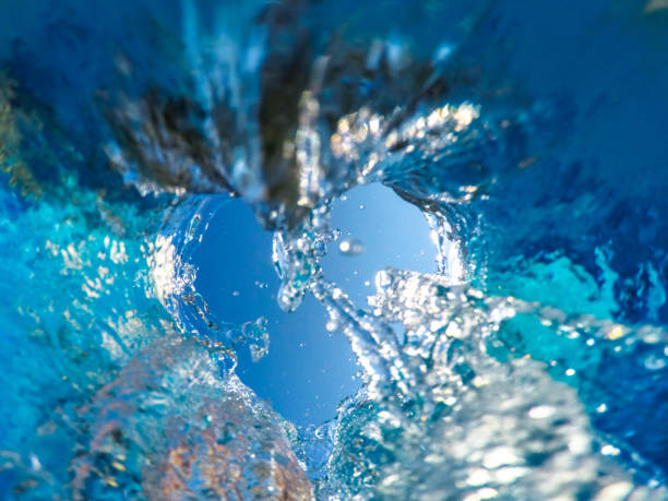 sky seen through the wave shot from under water