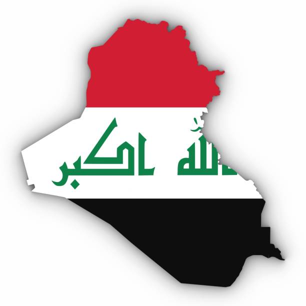 istock Iraq Map Outline with Iraqi Flag on White with Shadows 3D Illustration 803693390