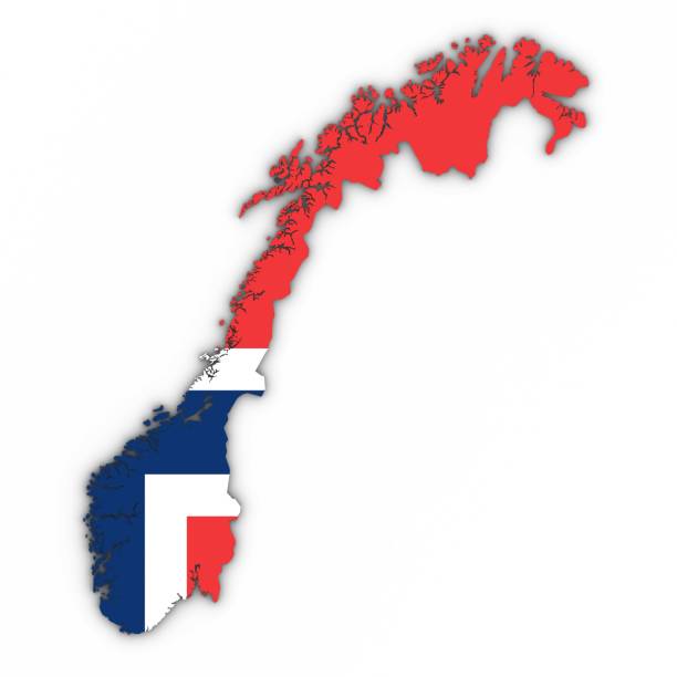 istock Norway Map Outline with Norwegian Flag on White with Shadows 3D Illustration 803694024