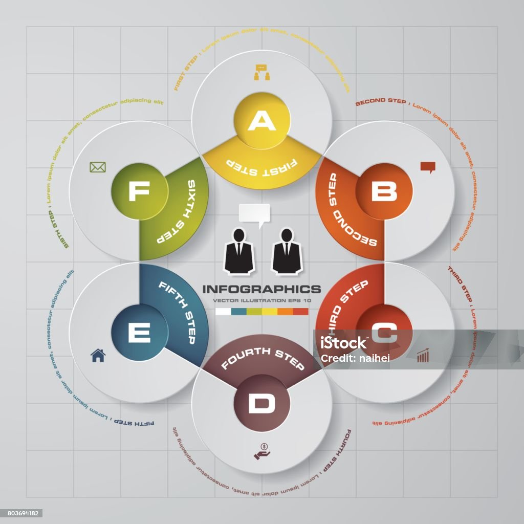 6 Design Process 6 Steps Process Simpleeditable Abstract Design Element Vector Stock ...
