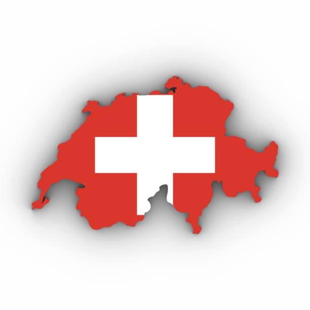istock Switzerland Map Outline with Swiss Flag on White with Shadows 3D Illustration 803698274
