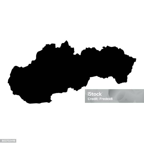 Slovakia Black Silhouette Map Outline Isolated On White 3d Illustration Stock Photo - Download Image Now