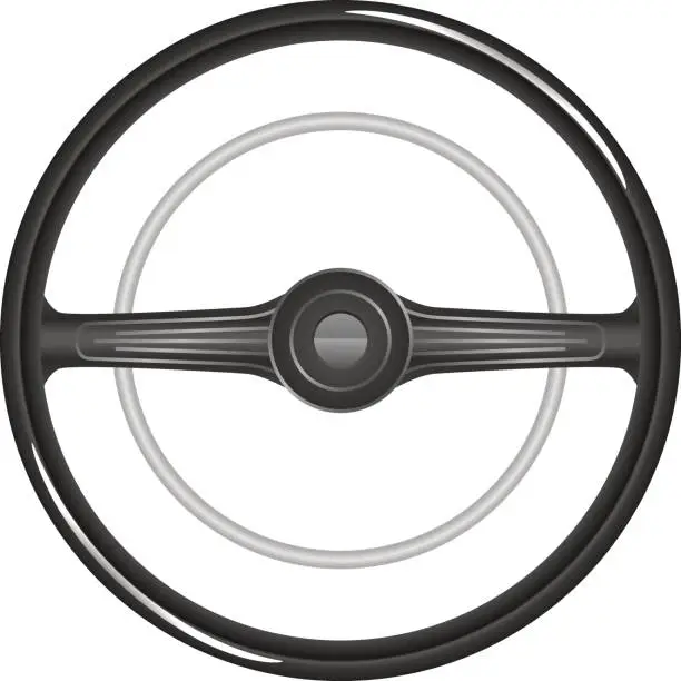 Vector illustration of Old steering wheel