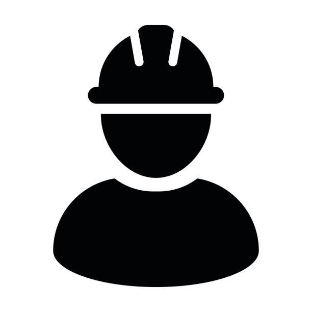 illustrazioni stock, clip art, cartoni animati e icone di tendenza di icona operaio edile - pictogramma avatar profilo persona vettoriale - construction worker