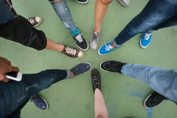 istock Human Leg Assemble Unite Togetherness Aerial View Concept 803713894