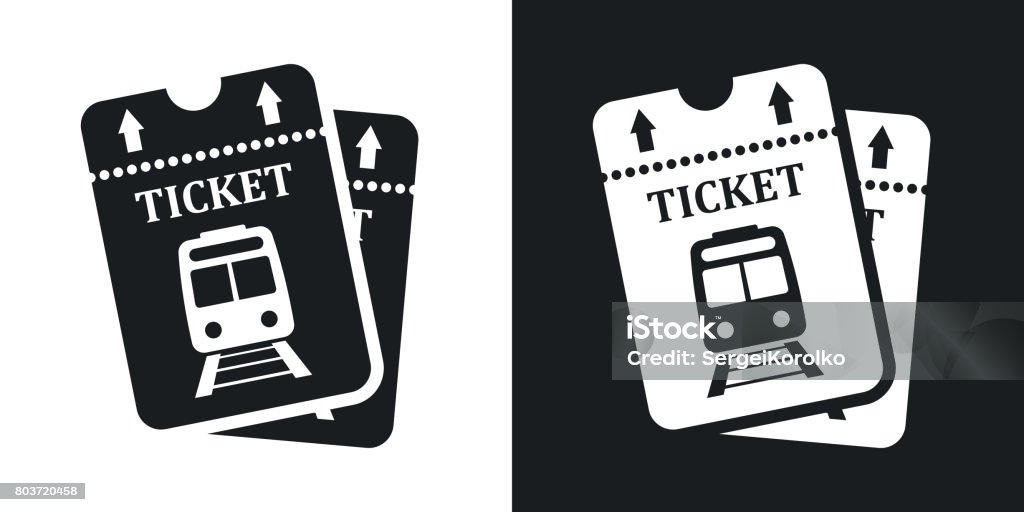 Vektor-Zug-Tickets-Icon. Zweifarbige version - Lizenzfrei Bahnfahrkarte Vektorgrafik