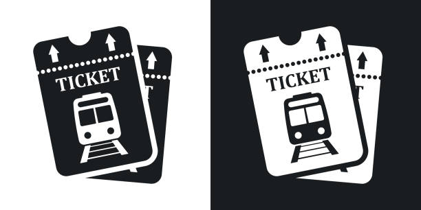 vektor-zug-tickets-icon. zweifarbige version - fahrkarte oder eintrittskarte stock-grafiken, -clipart, -cartoons und -symbole