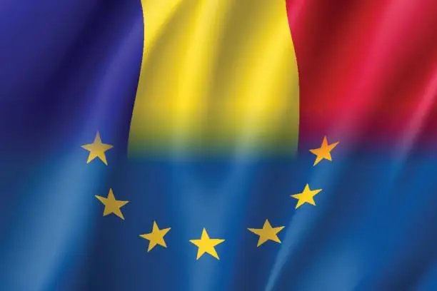 Vector illustration of Symbol Romania is EU member.