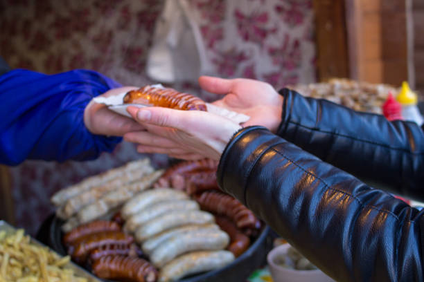 Buying hot sausage