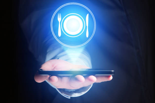 istock Concept of ordering online food with internet application - technology concept 803743268