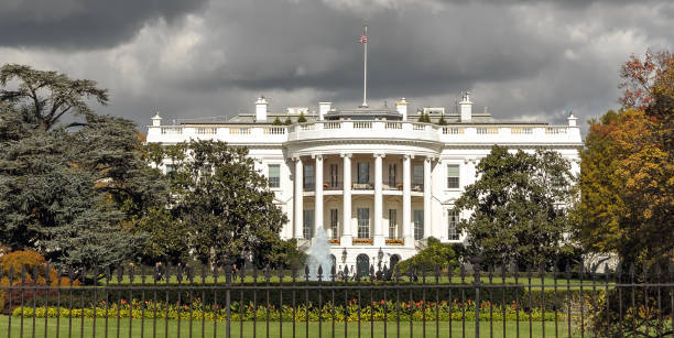 istock The White House in Washington DC with stormy sky; panoramic 803743668