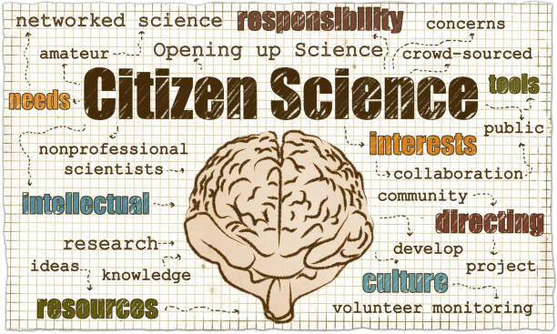 Citizen Science Illustration Citizen Science opening up Science to Public citizenship stock illustrations