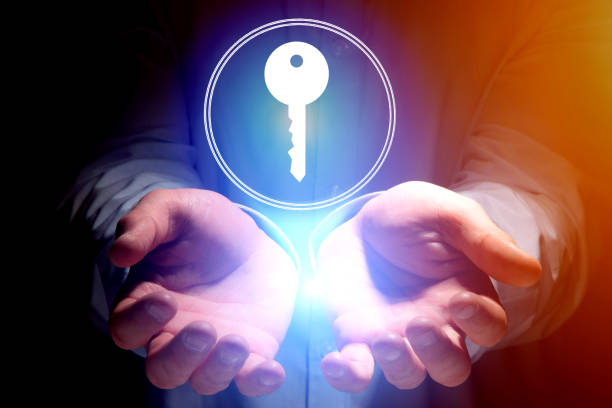 istock Property concept with a key icon on an internet application - technology concept 803749456