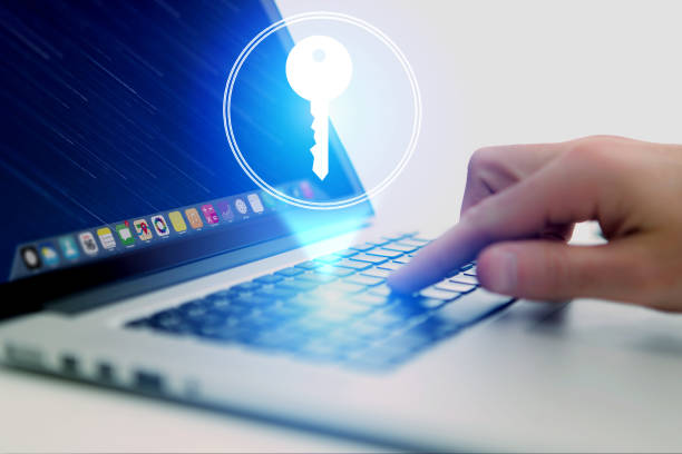 istock Property concept with a key icon on an internet application - technology concept 803749482