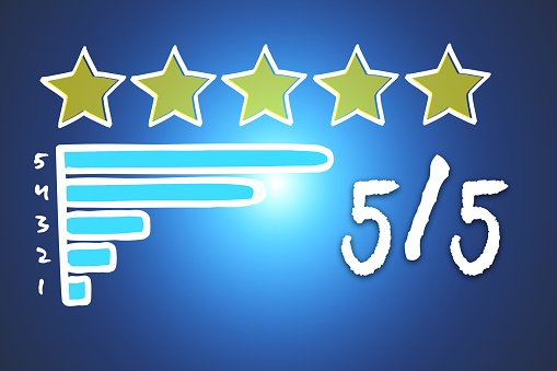 Concept view of ranking stars isolated on a background - business concept