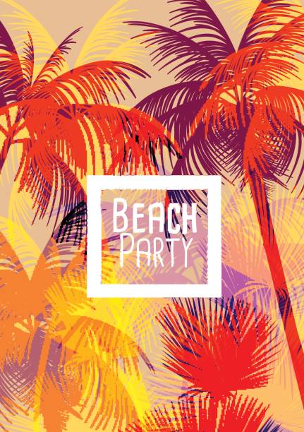 Tropical Background with Palm Tree - Vector Illustration vector art illustration