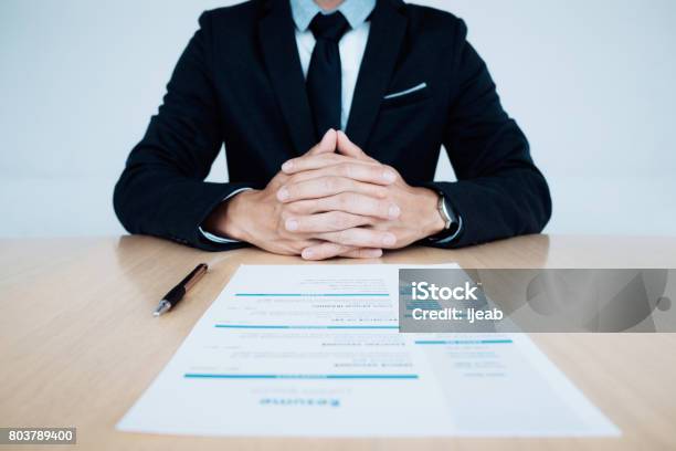 Business Job Interview Hr And Resume Of Applicant On Table Stock Photo - Download Image Now