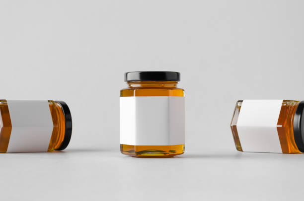istock Honey Jar Mock-Up - Three Jars. Blank Label 803790160