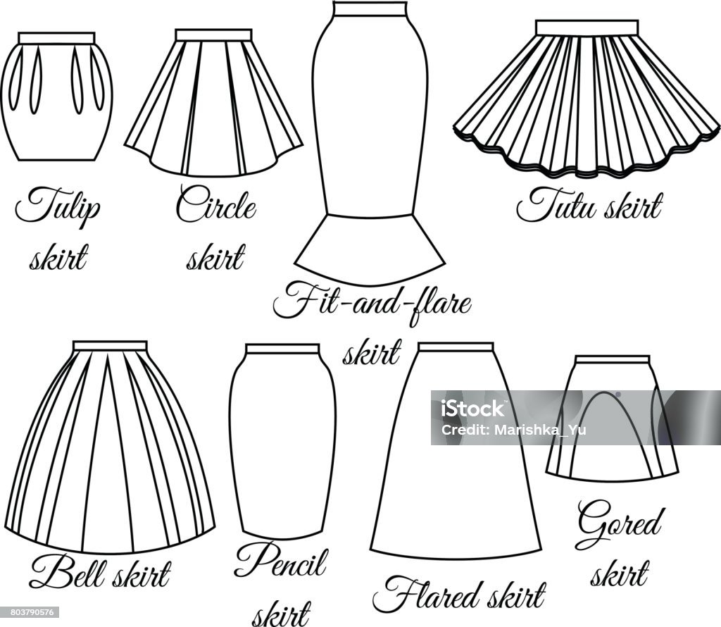 Styles Of Skirts Outline Stock Illustration - Download Image Now ...