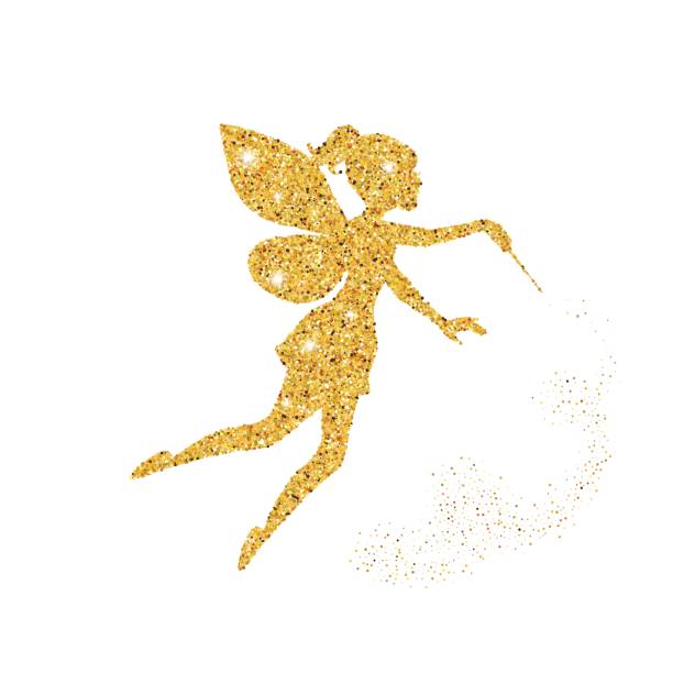 Magical fairy with dust glitters Magical fairy with dust glitters on white background. fairy wings stock illustrations