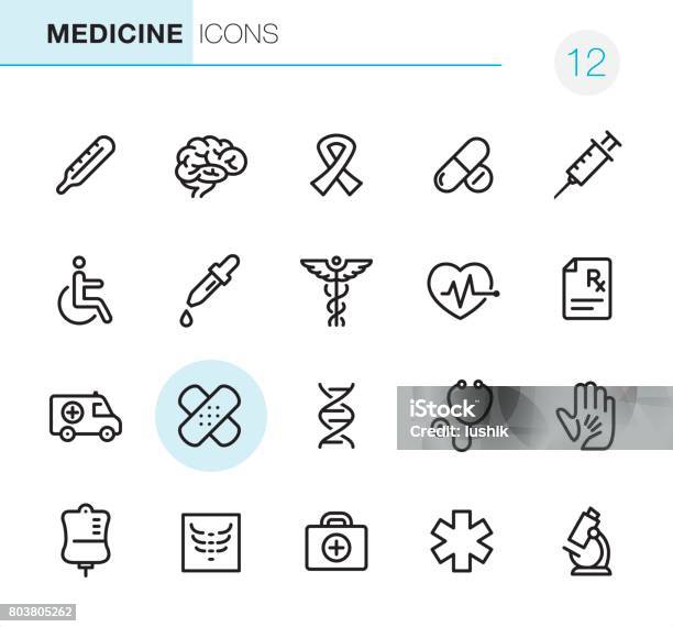 Healthcare And Medicine Pixel Perfect Icons Stock Illustration - Download Image Now - Line Icon, Syringe, Healthcare And Medicine