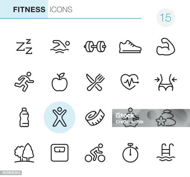 Fitness And Sport Pixel Perfect Icons Stock Illustration - Download Image Now - Exercising, Healthy Eating, Healthy Lifestyle