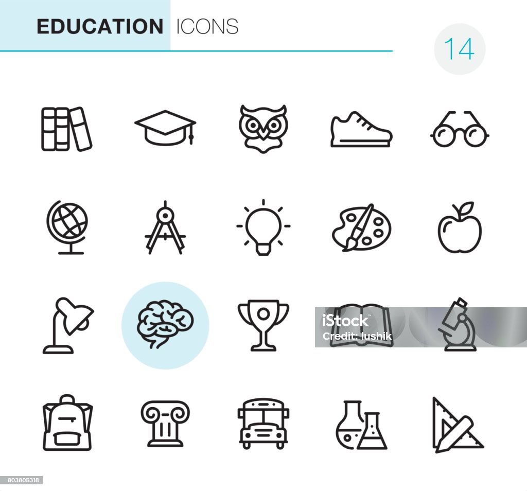 Education - Pixel Perfect icons 20 Outline Style - Black line - Pixel Perfect icons / Set #14 Book stock vector