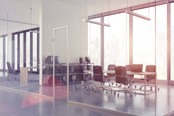istock Glass conference room, toned 803805816