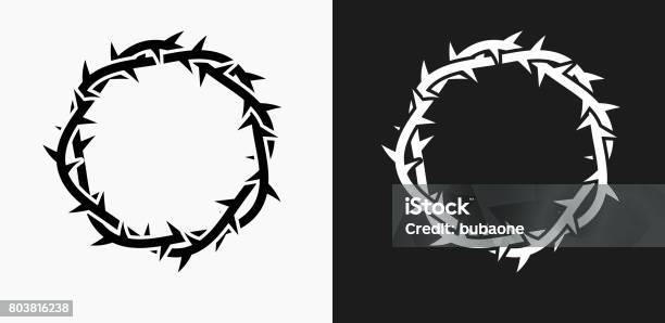 Jesus Christ Thorn Crown Icon On Black And White Vector Backgrounds Stock Illustration - Download Image Now