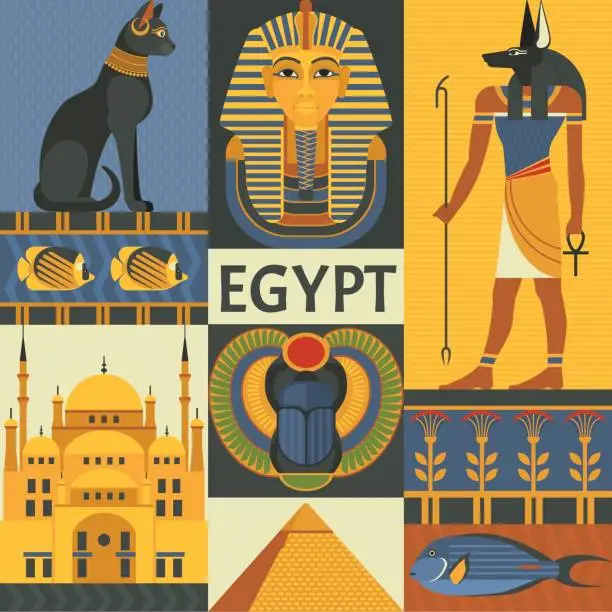 Vector illustration of Egypt travel poster concept.