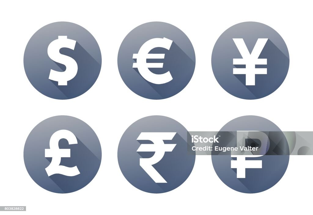 Set of currency icons with shadow Currency icons Banking stock vector