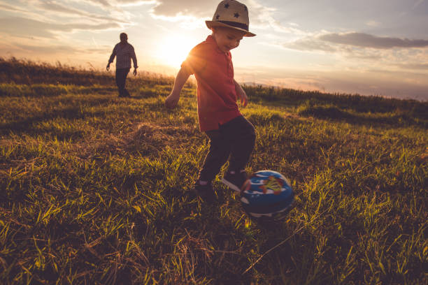 Playing football with grandpa