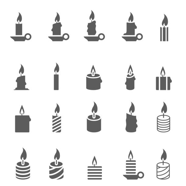 ilustrações, clipart, desenhos animados e ícones de velas conjunto de ícones - vela