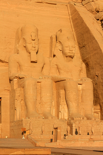 Colossal statues of King Ramses II at the  Sun Temple, Abu Simbel in Egypt