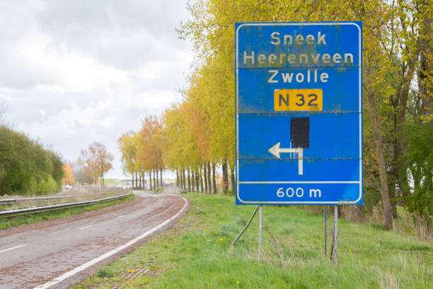 istock Large traffic sign on a abandoned road 803847374