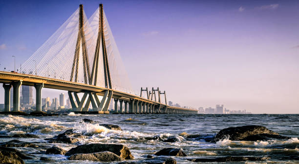 bandra worli morze link - bridge connection contemporary suspension bridge zdjęcia i obrazy z banku zdjęć