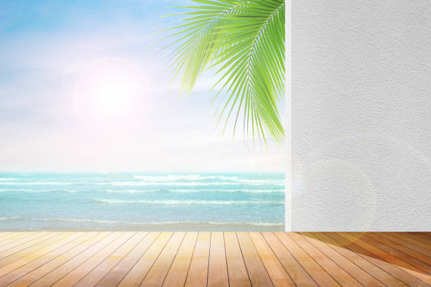Sea view living room interior in modern beach house