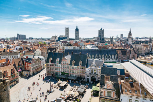 gand dall'alto - ghent foto e immagini stock