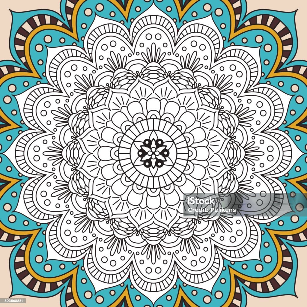 Printable antistress coloring book page for adults - mandala design, activity to older children and relax adult. vector Islam, Arabic, Indian, ottoman motifs Printable antistress coloring book page for adults - mandala design, activity to older children and relax adult. vector coloring book Islam, Arabic, Indian, ottoman motifs. Oriental colorful mandala. Adult stock vector