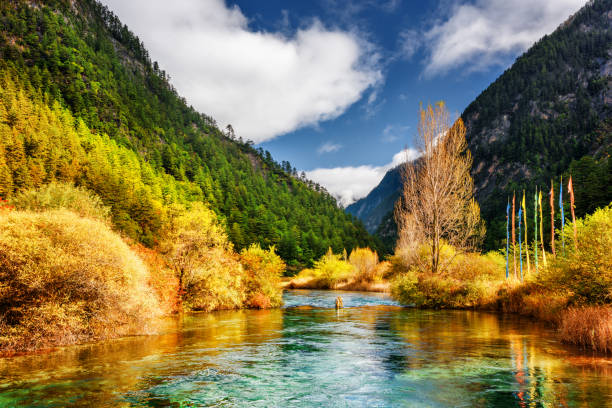 istock View of mirror river with crystal clear water among mountains 803878506