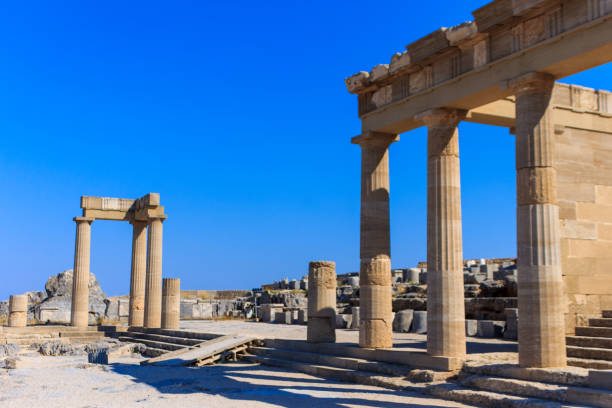 istock Acropolis in Lindos and Vliha bay. Rhodes. 803884690