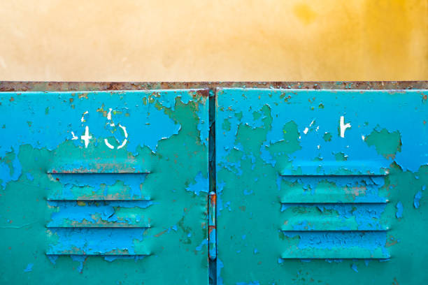 Old rusty cabinet. No people. Close shot
