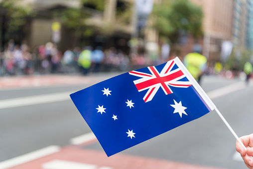 Australian flag, Anzac Day Parade, Sydney, Australia