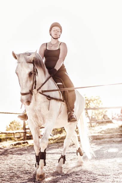 istock Horsewoman in a manege 803940070