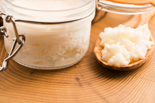 istock Organic probiotic milk kefir grains 803943382