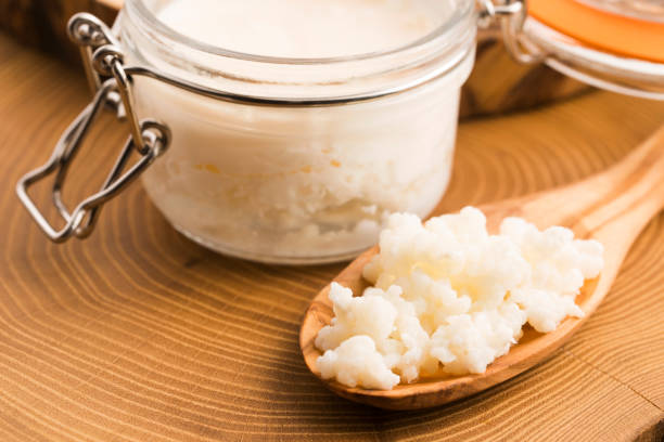istock Organic probiotic milk kefir grains 803943882