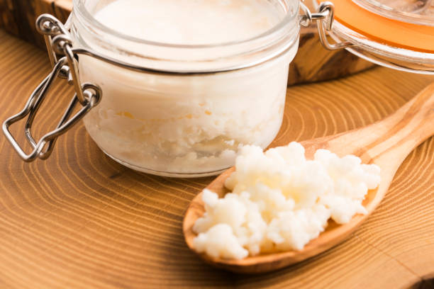 istock Organic probiotic milk kefir grains 803949120