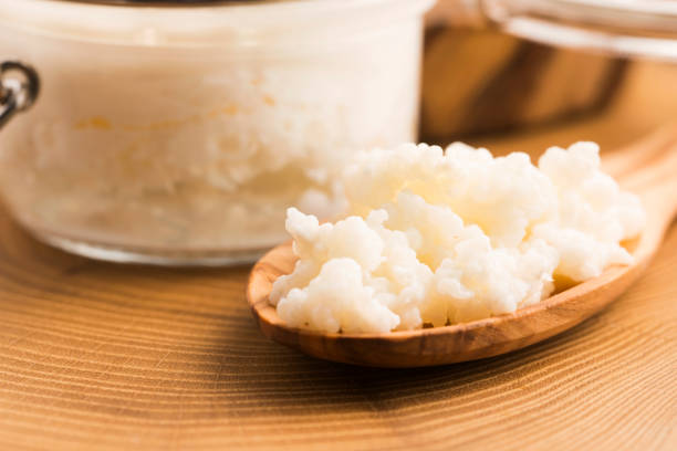 istock Organic probiotic milk kefir grains 803949222