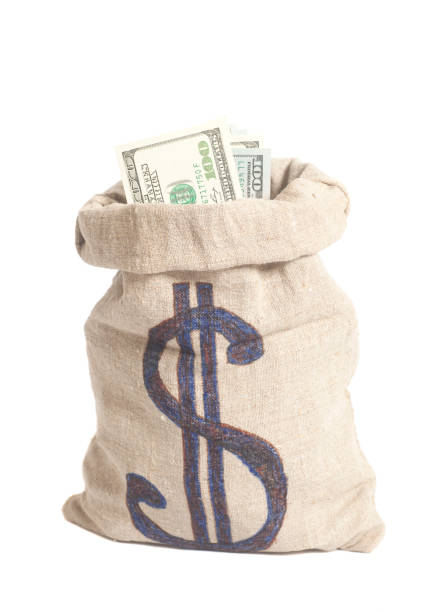 istock Money bag with dollar symbol isolated on white 803949482